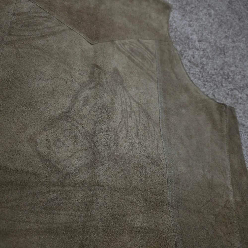 The‎ Leather Shop Sears Suede Western Vest Horse & Horseshoe Embossed Mens XL